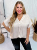 Solid Satin V - Neck Relaxed Fit Top in Taupe - Whiskey Skies - ANDREE BY UNIT