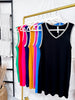 Solid Sleeveless Ribbed Dress W/ Embroidered Stitching Details (8 Colors) - Whiskey Skies - DEAR SCARLETT