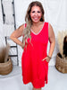 Solid Sleeveless Ribbed Dress W/ Embroidered Stitching Details (8 Colors) - Whiskey Skies - DEAR SCARLETT