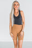 Solid Tan Biker Shorts - Whiskey Skies - JESS LEA