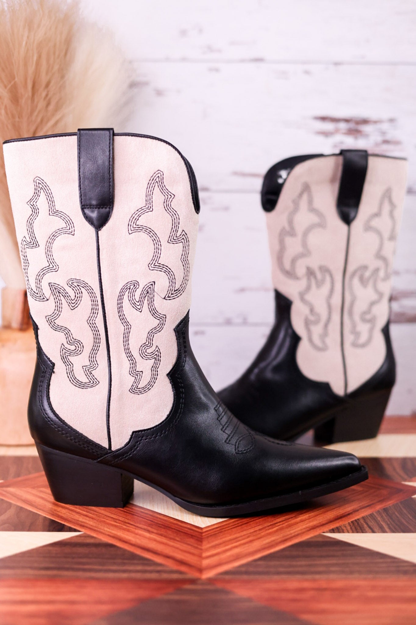 Somebody's Problem Cowboy Boots In Black & Ivory - Whiskey Skies - CORKYS FOOTWEAR