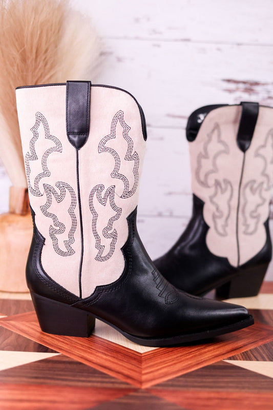 Somebody's Problem Cowboy Boots In Black & Ivory - Whiskey Skies - CORKYS FOOTWEAR