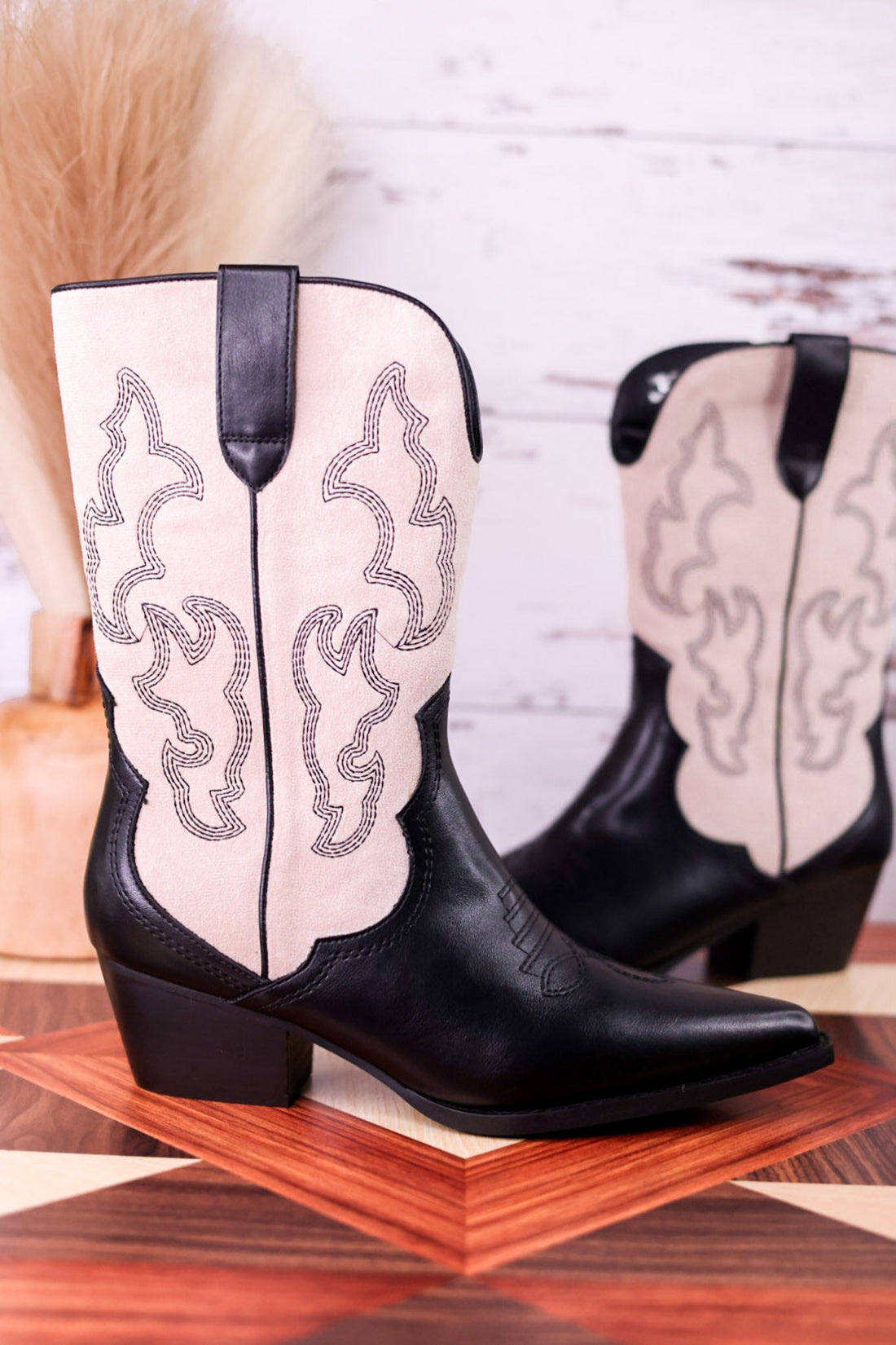 Somebody's Problem Cowboy Boots In Black & Ivory - Whiskey Skies - CORKYS FOOTWEAR