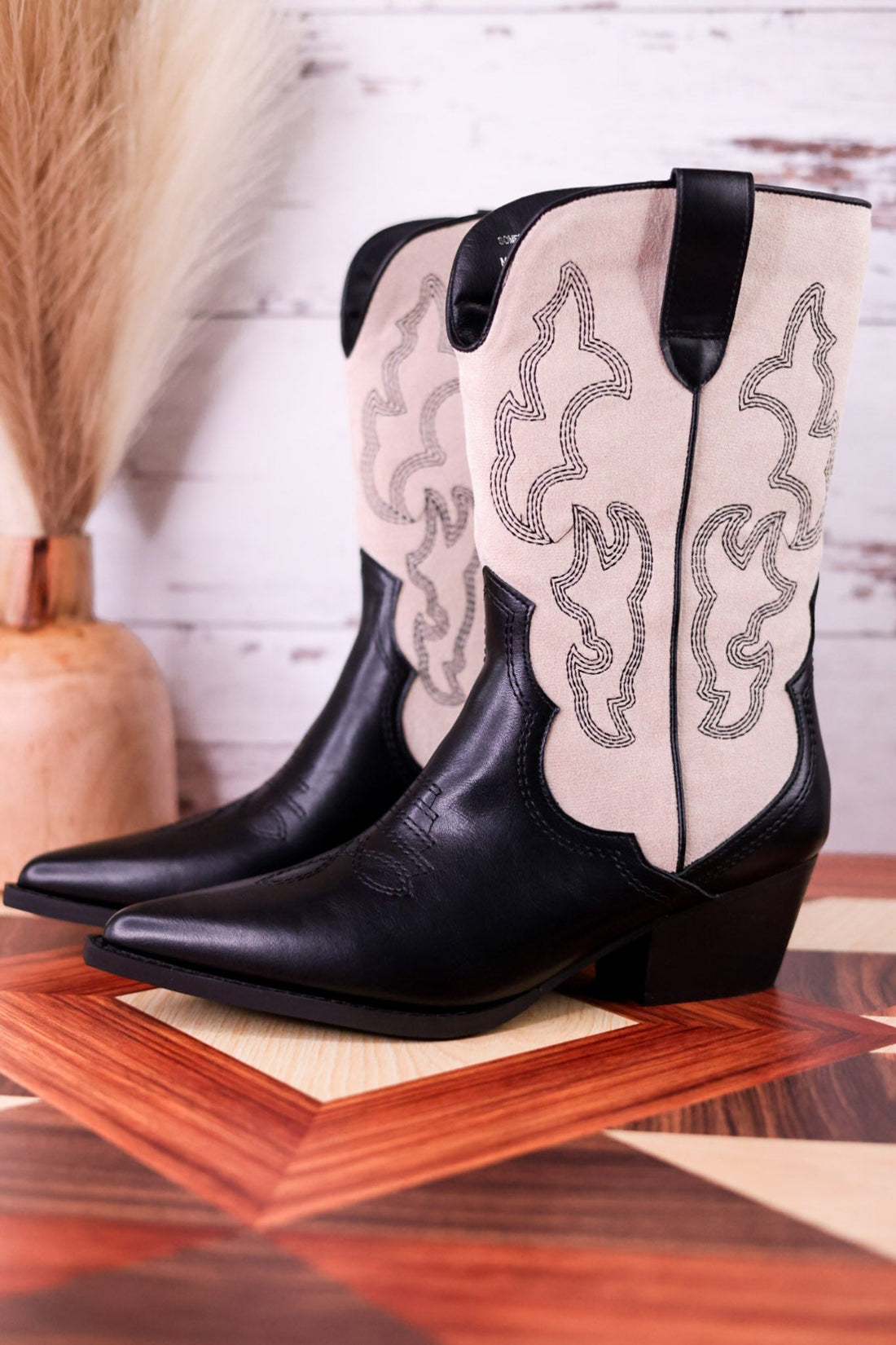 Somebody's Problem Cowboy Boots In Black & Ivory - Whiskey Skies - CORKYS FOOTWEAR