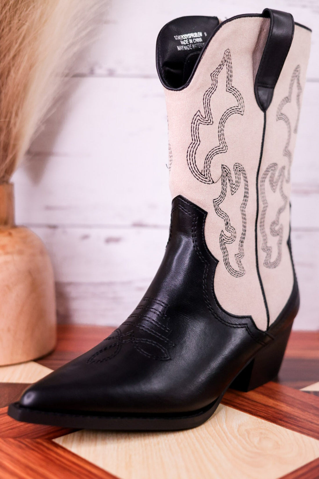 Somebody's Problem Cowboy Boots In Black & Ivory - Whiskey Skies - CORKYS FOOTWEAR