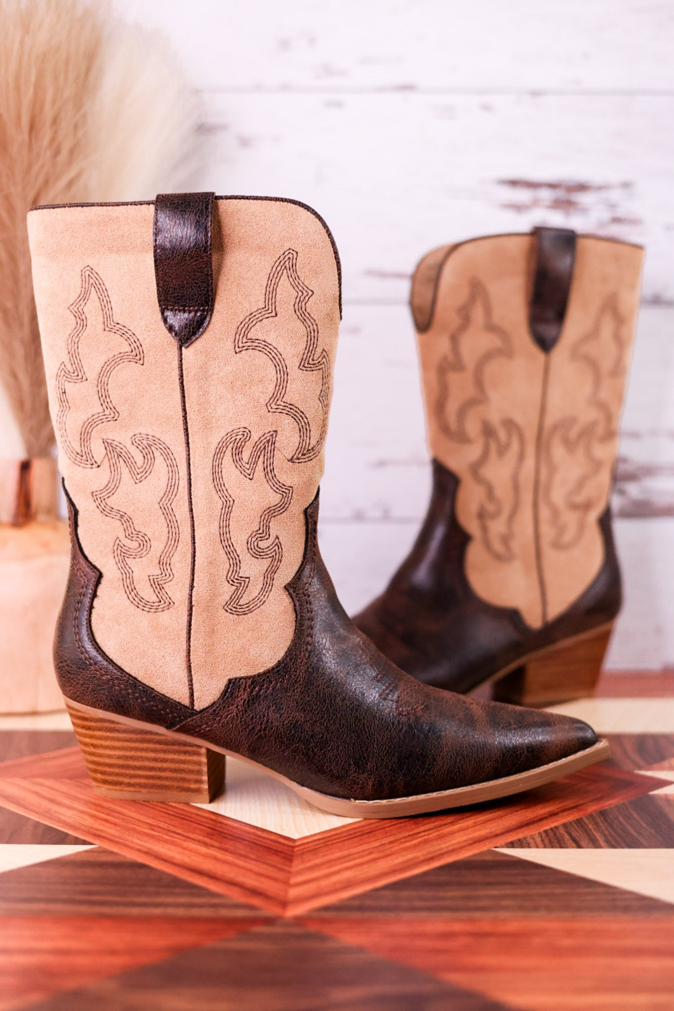 Somebody's Problem Espresso And Sand Cowboy Boots - Whiskey Skies - CORKYS FOOTWEAR