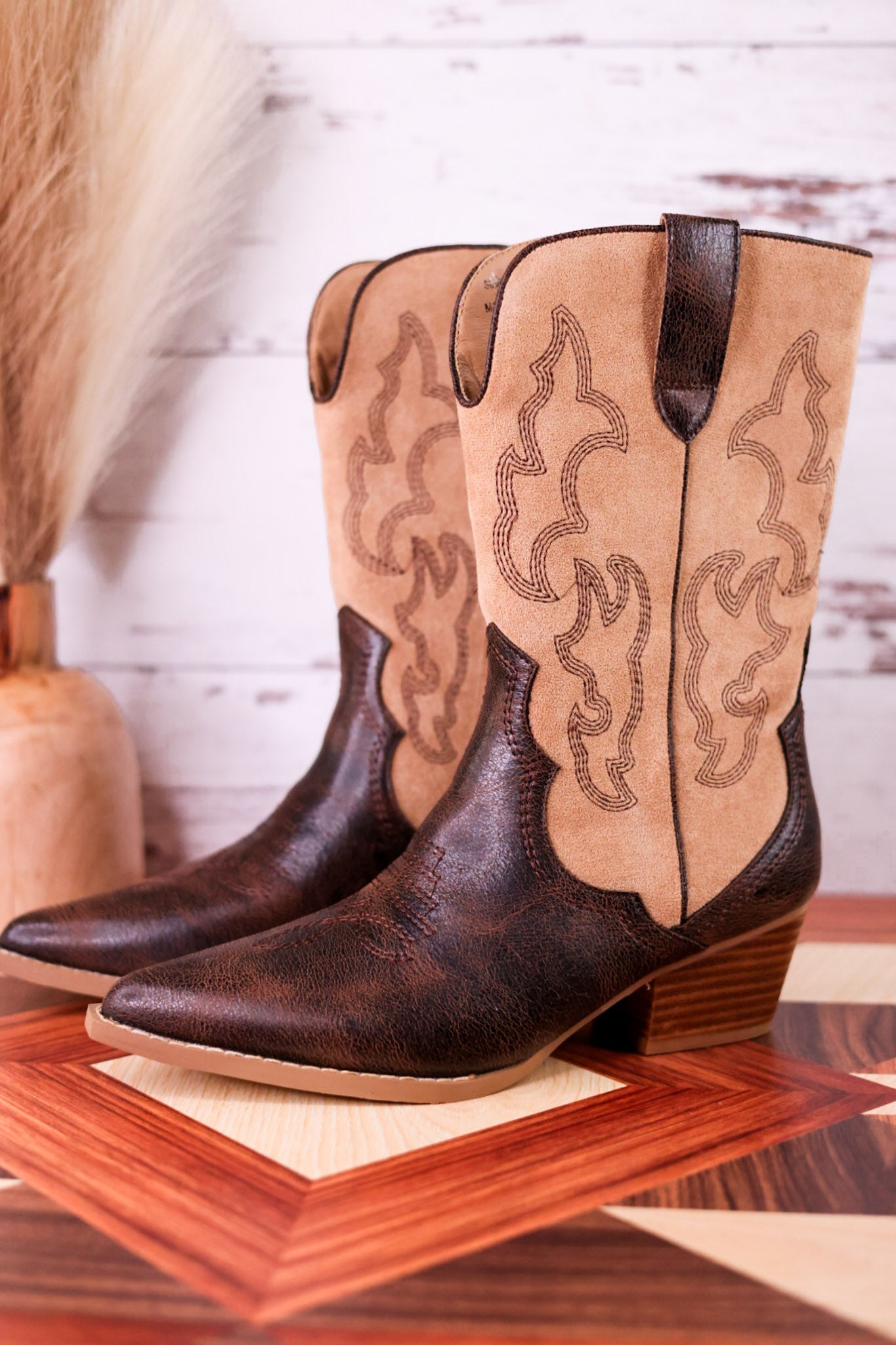 Somebody's Problem Espresso And Sand Cowboy Boots - Whiskey Skies - CORKYS FOOTWEAR