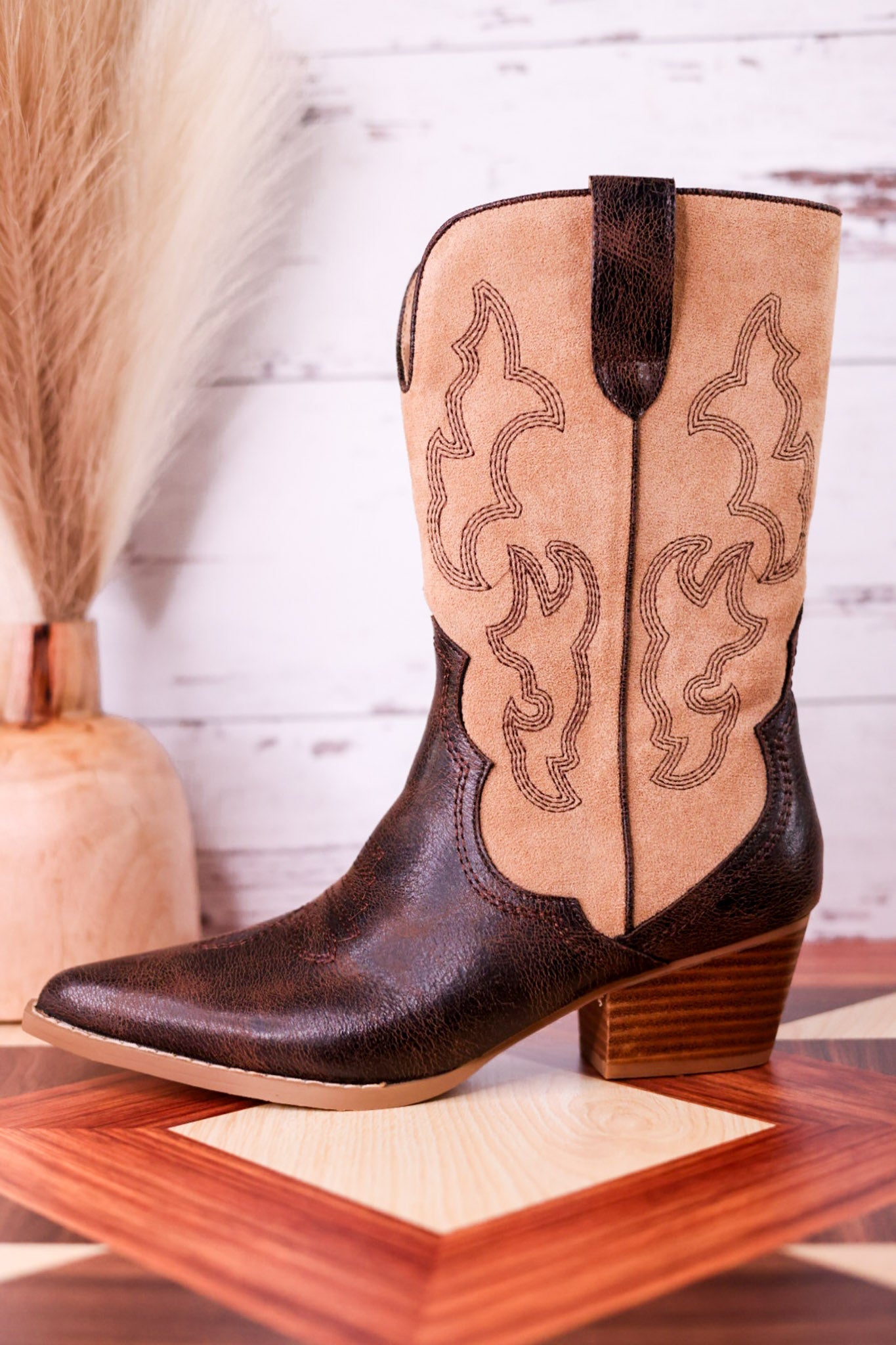 Somebody's Problem Espresso And Sand Cowboy Boots - Whiskey Skies - CORKYS FOOTWEAR