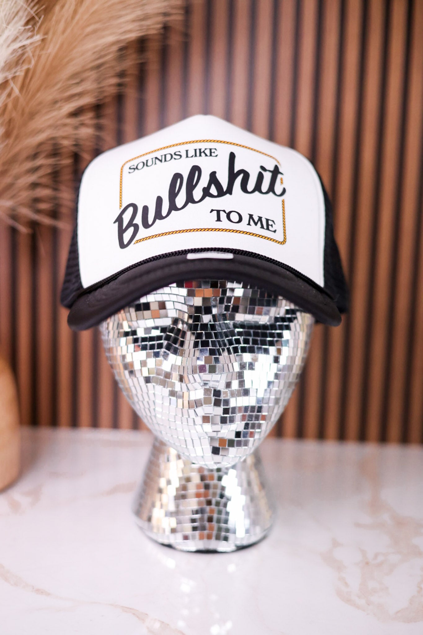 Sounds Like Bullshit To Me Foam Front Trucker Hat - Whiskey Skies - TRASH FLOWERS TRUCKER HATS