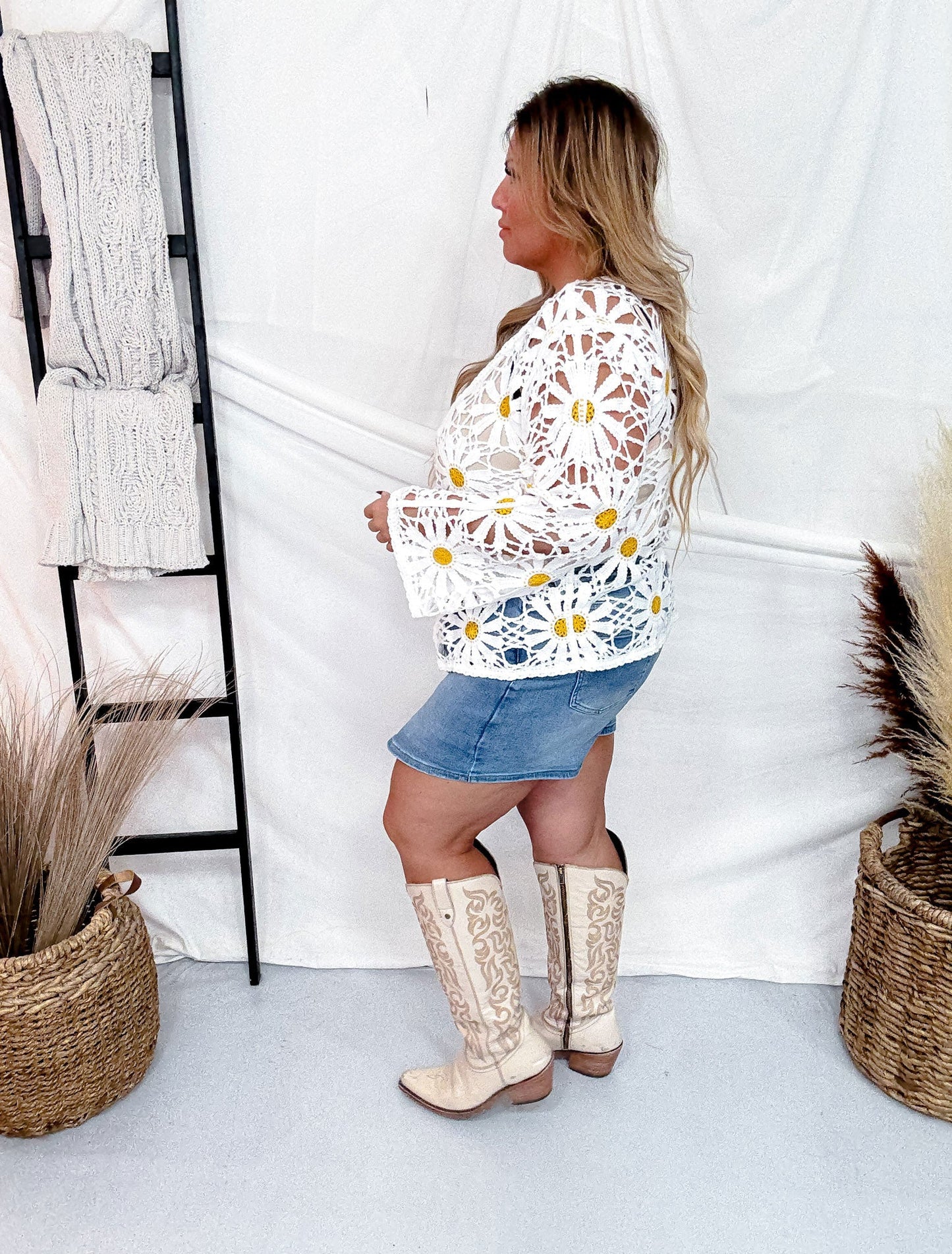 Southern Grace Mid Wash Denim Skort W/ Front Buttons - Whiskey Skies - SOUTHERN GRACE