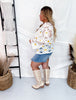 Southern Grace Mid Wash Denim Skort W/ Front Buttons - Whiskey Skies - SOUTHERN GRACE