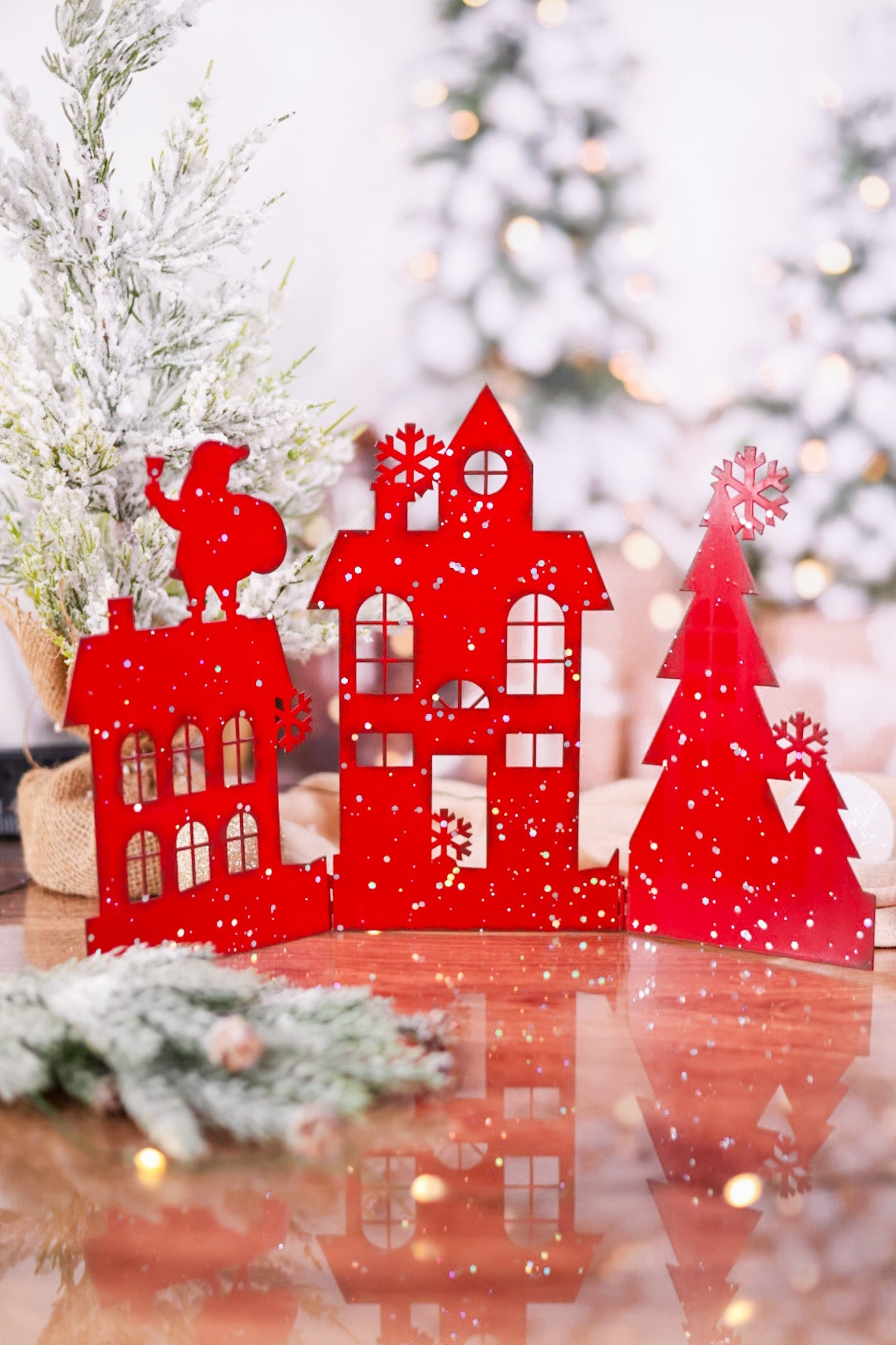 Sparkling Metal Holiday Scene Stands (3 Colors) - Whiskey Skies - SPECIAL T IMPORTS INC