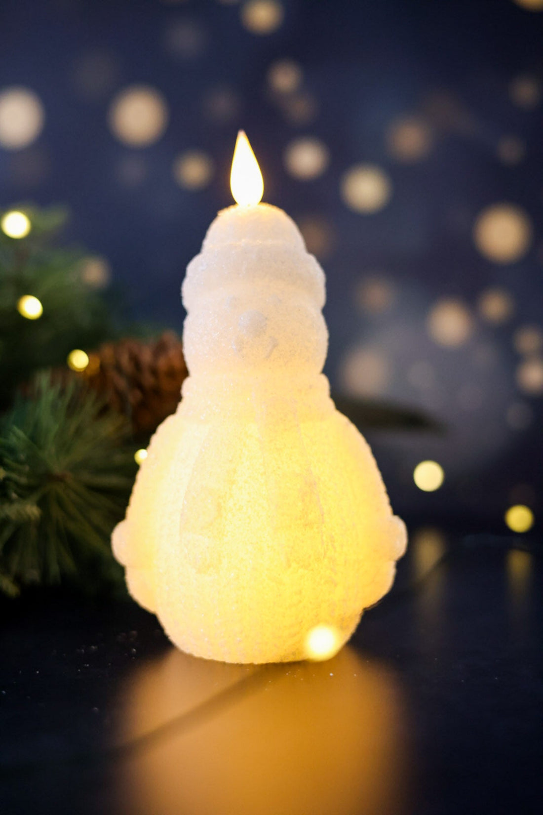 Sparkly Snowman 6" LED Candle - Whiskey Skies - WT COLLECTION