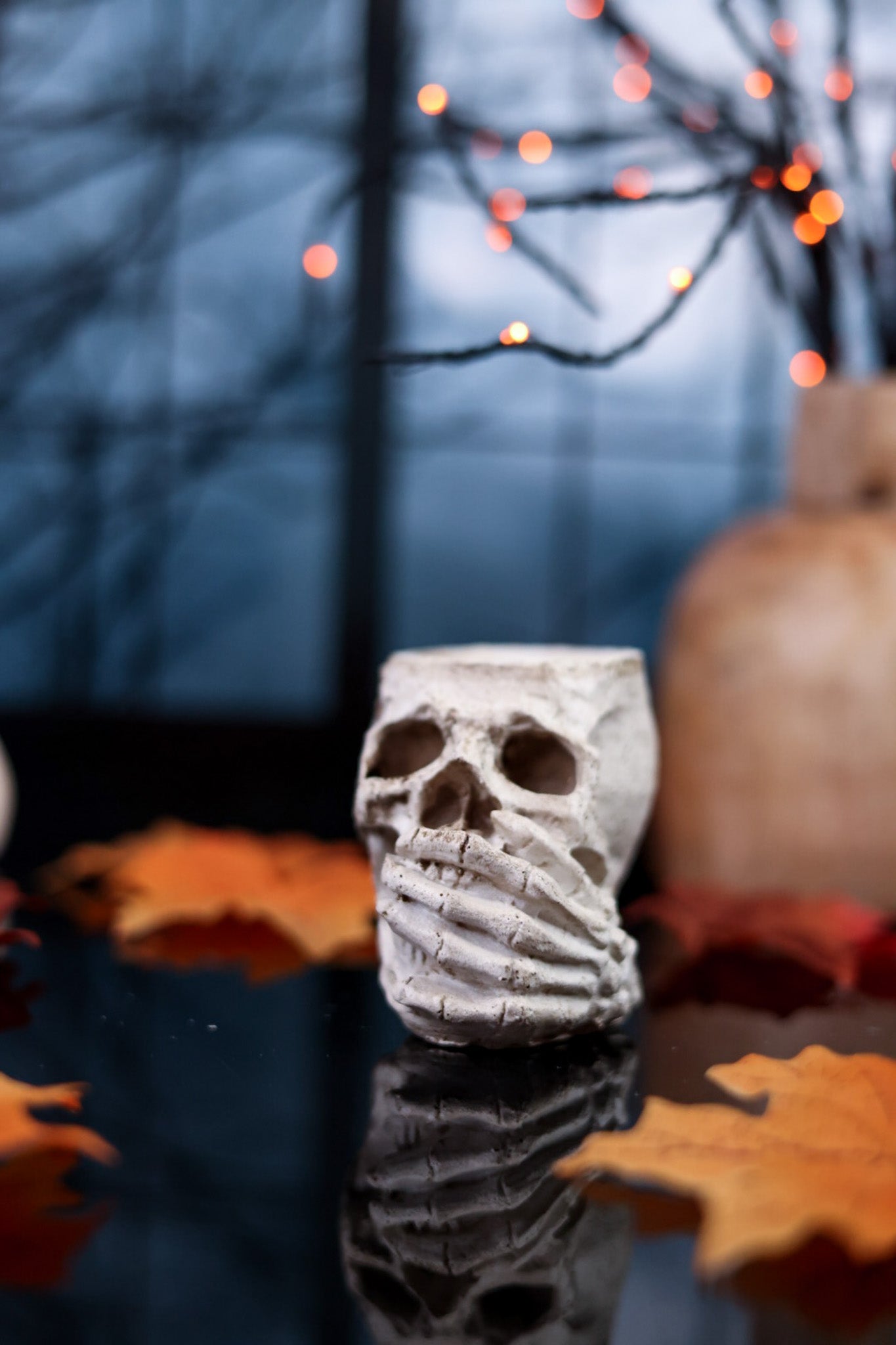 Speak No Evil Skull Candle Holder - Whiskey Skies - SPECIAL T IMPORTS INC