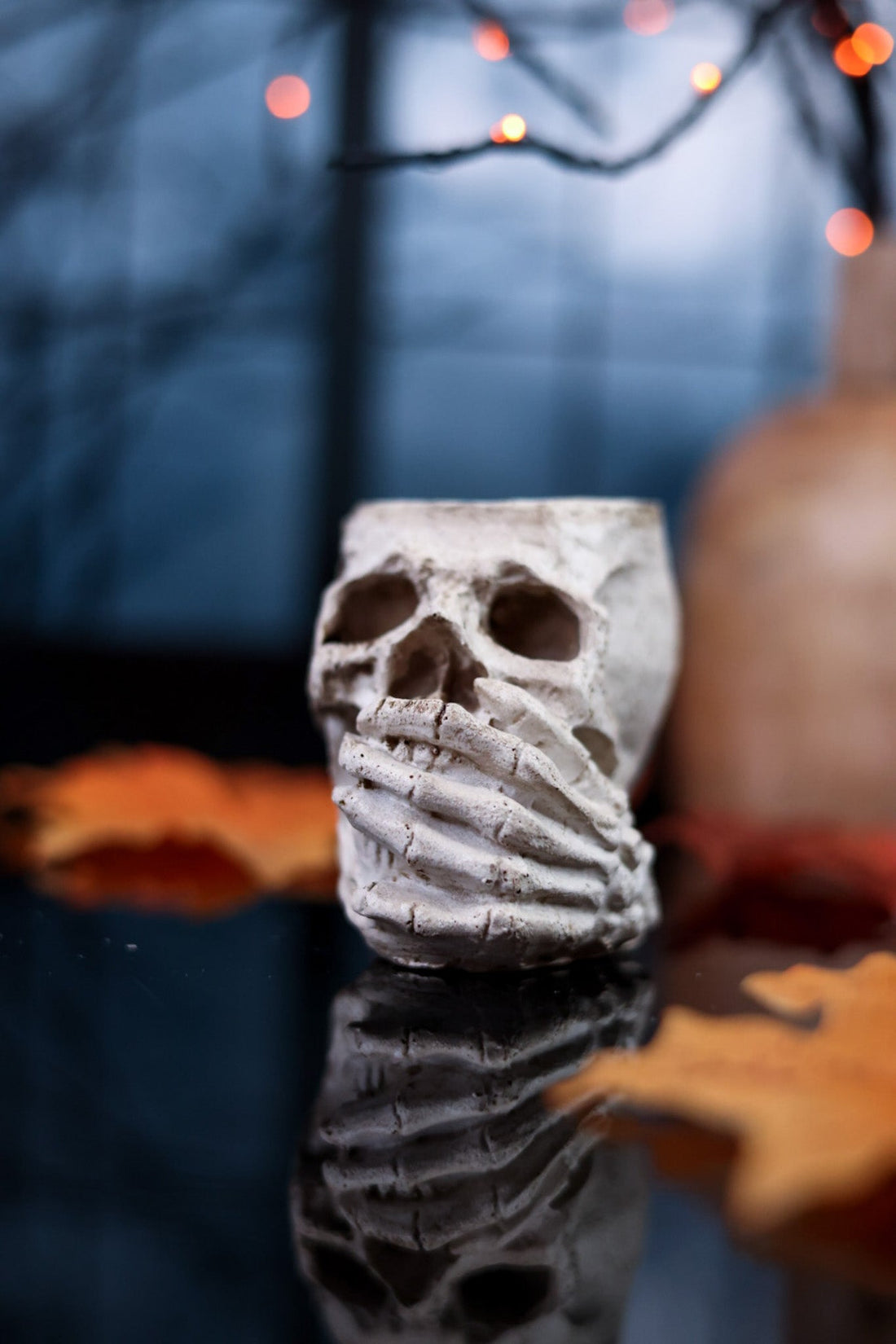 Speak No Evil Skull Candle Holder - Whiskey Skies - SPECIAL T IMPORTS INC