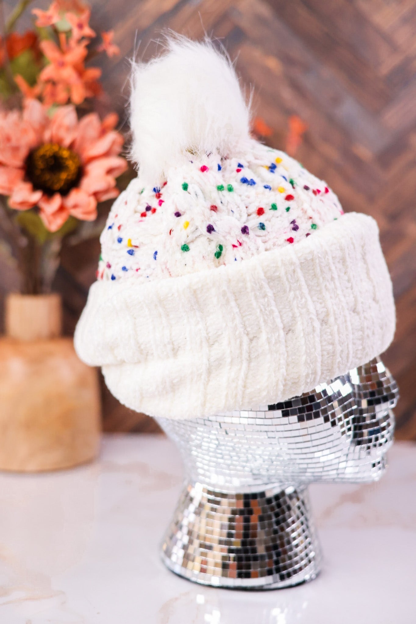 Speckled Pom Beanie - Whiskey Skies - SHIRALEAH