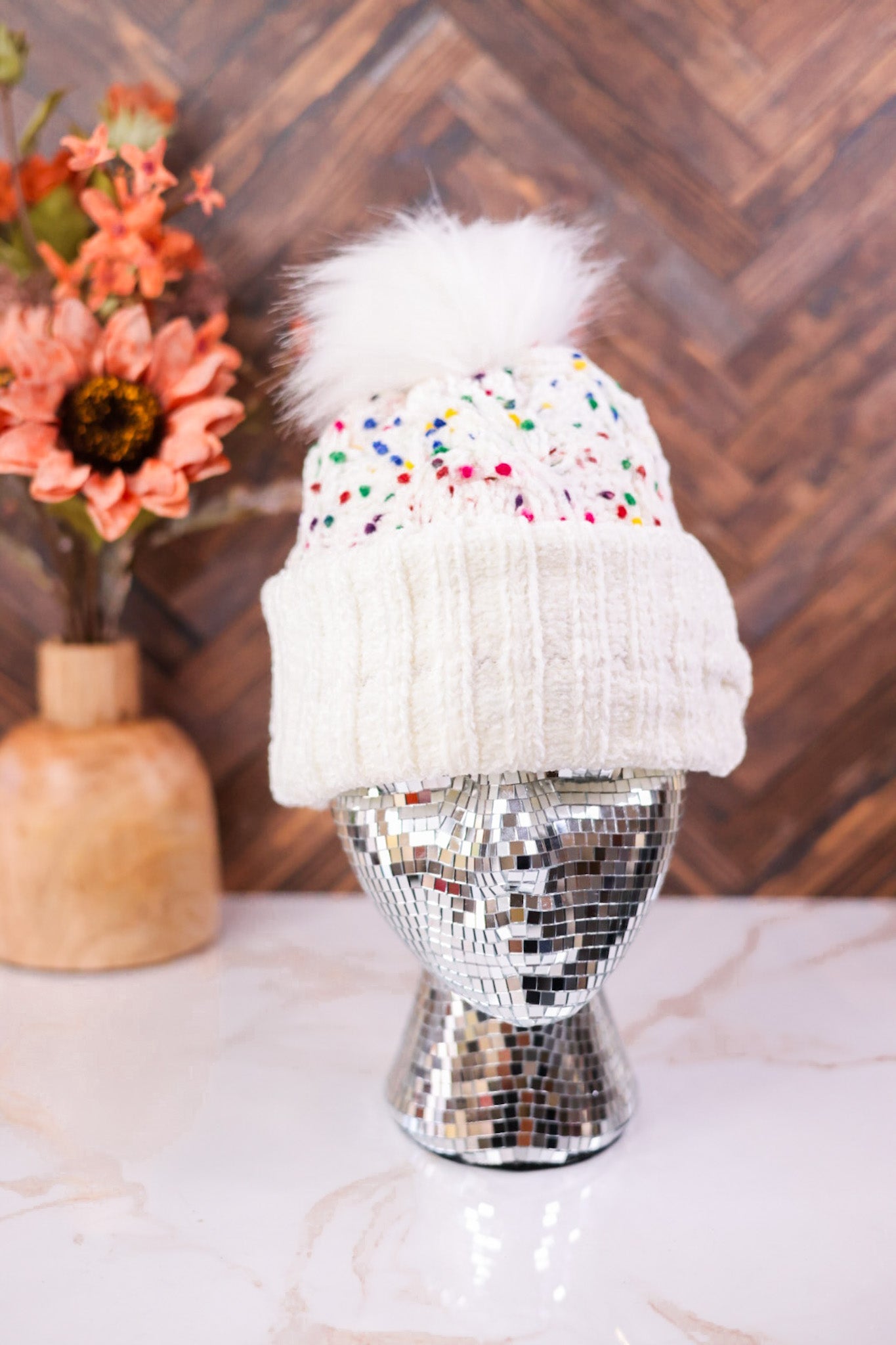 Speckled Pom Beanie - Whiskey Skies - SHIRALEAH