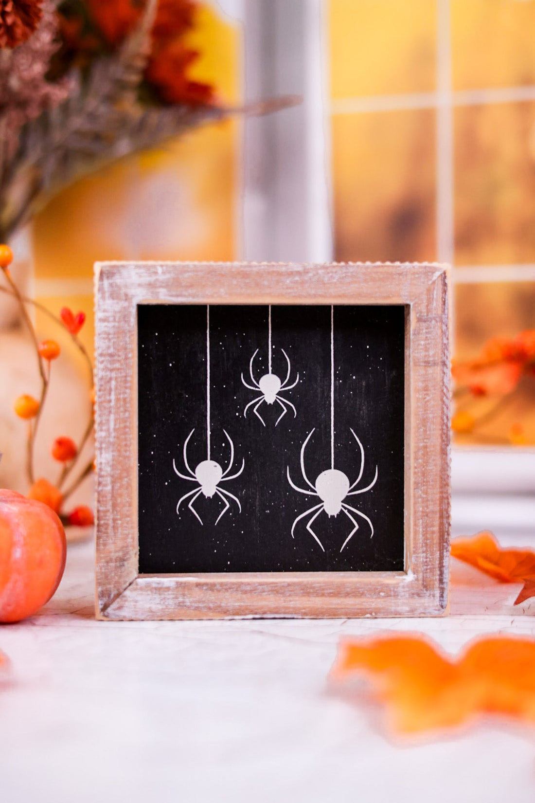 Spiders and Leaves Reversible Sign in Wooden Frame - Whiskey Skies - ADAMS & CO