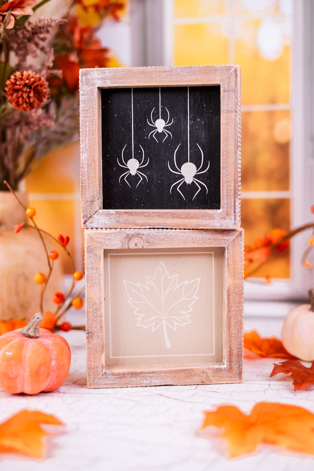 Spiders and Leaves Reversible Sign in Wooden Frame - Whiskey Skies - ADAMS & CO