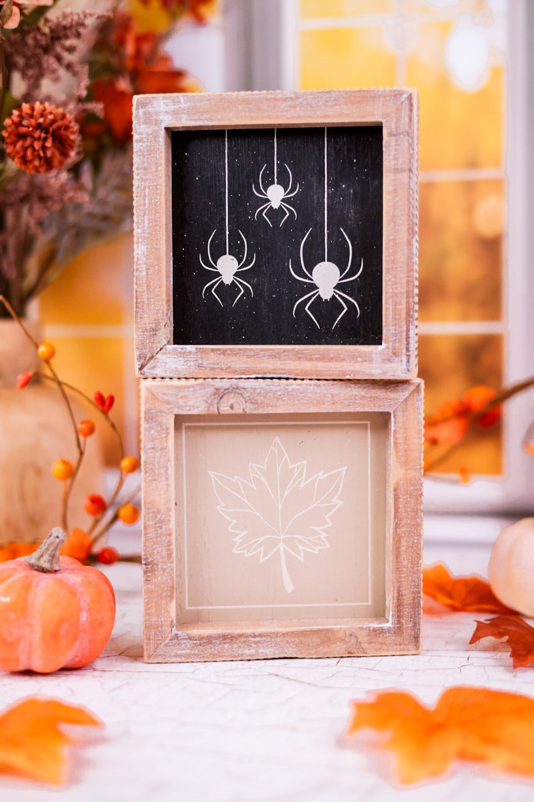 Spiders and Leaves Reversible Sign in Wooden Frame - Whiskey Skies - ADAMS & CO