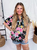 Split Neck Black Floral Top with Dolman Sleeves - Whiskey Skies - ANDREE BY UNIT
