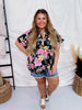 Split Neck Black Floral Top with Dolman Sleeves - Whiskey Skies - ANDREE BY UNIT