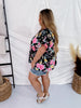 Split Neck Black Floral Top with Dolman Sleeves - Whiskey Skies - ANDREE BY UNIT