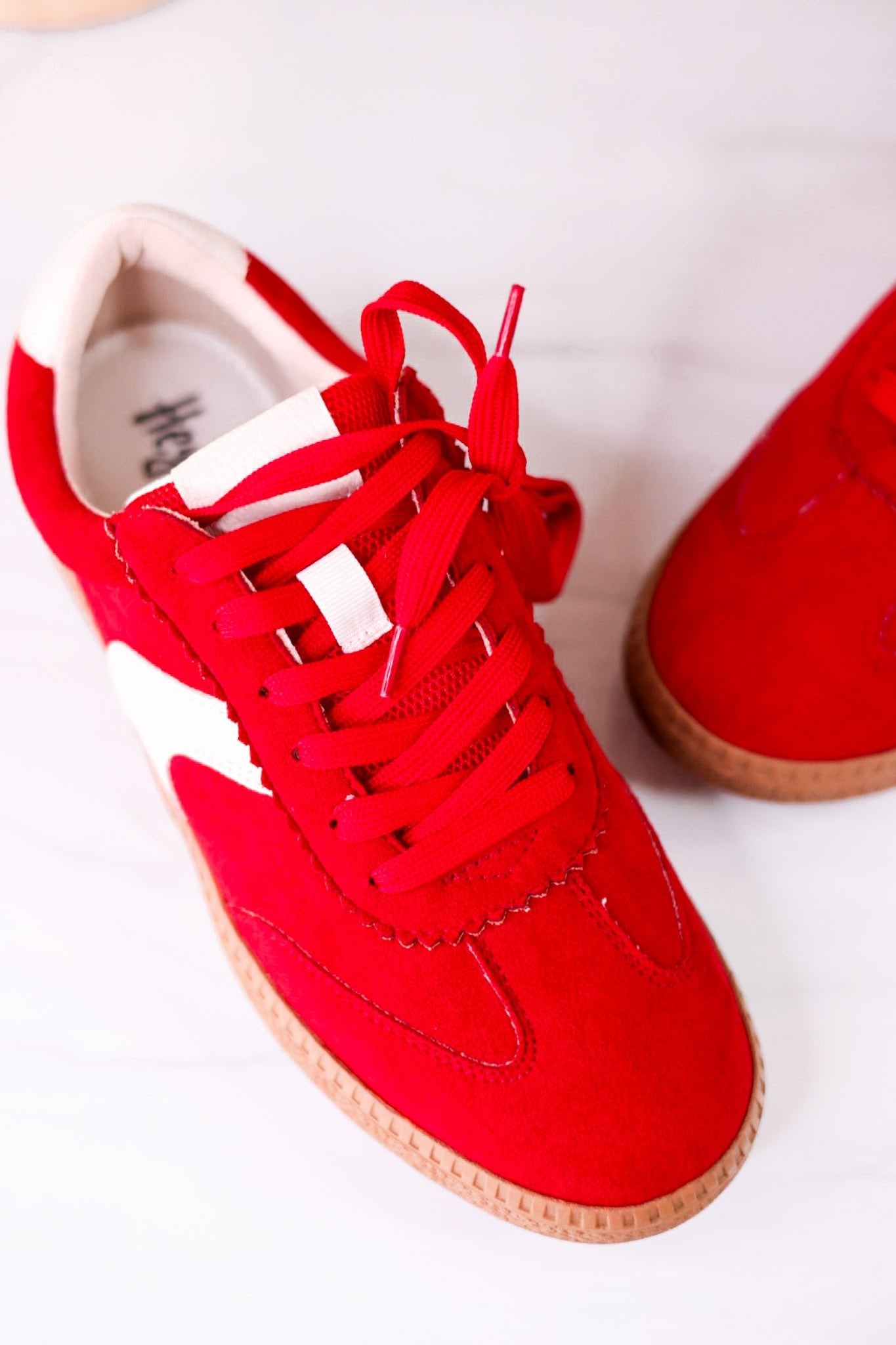 Spoiler Alert Red Faux Suede Sneakers - Whiskey Skies - CORKYS FOOTWEAR
