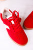 Spoiler Alert Red Faux Suede Sneakers - Whiskey Skies - CORKYS FOOTWEAR