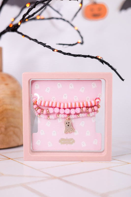 Spooky Halloween Bracelet Set Of Three W/ Ghost Charm - Whiskey Skies - MUD PIE