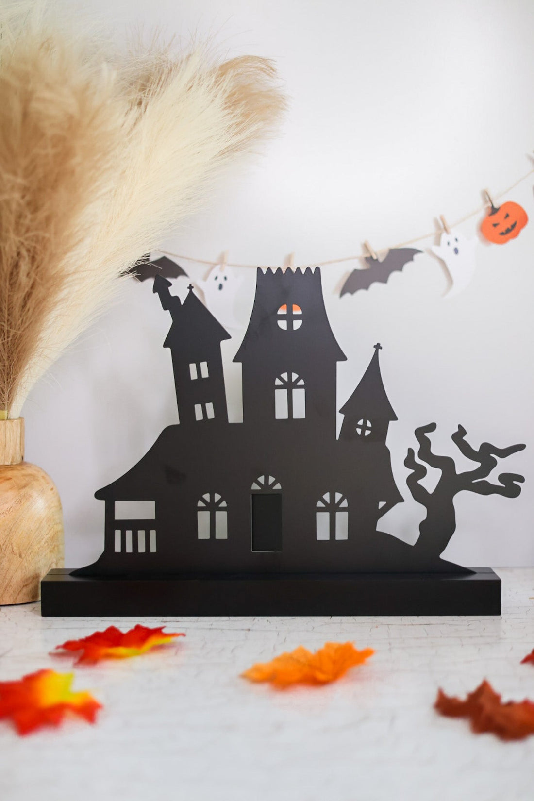 Spooky House Magnetic Decor W/ Wood Base - Whiskey Skies - ROEDA STUDIO