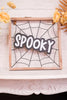 "Spooky" Spiderweb Sign with Wooden Frame - Whiskey Skies - ADAMS & CO