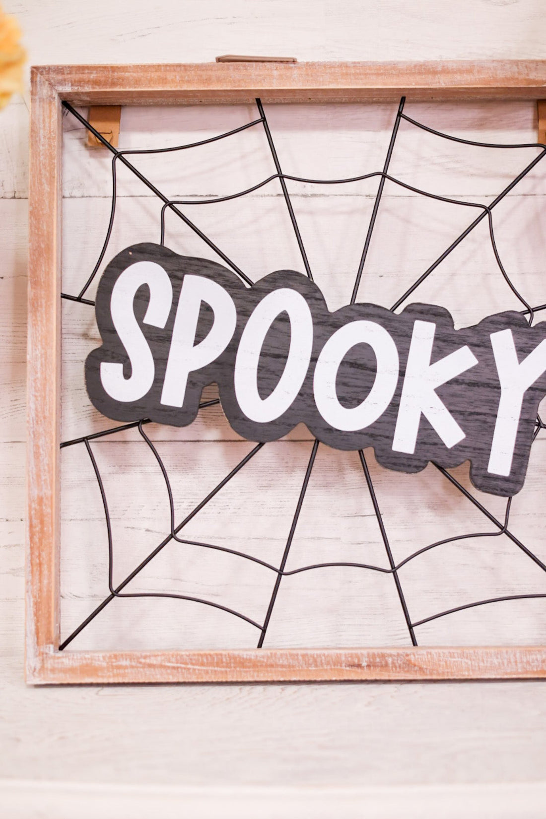 "Spooky" Spiderweb Sign with Wooden Frame - Whiskey Skies - ADAMS & CO