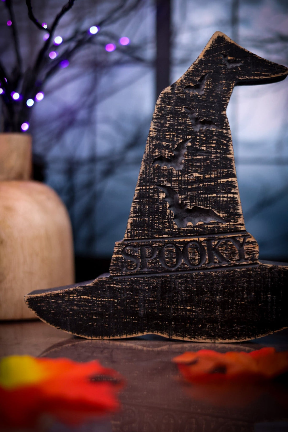 Spooky Wooden Witch Hat (2 Sizes) - Whiskey Skies - WT COLLECTION