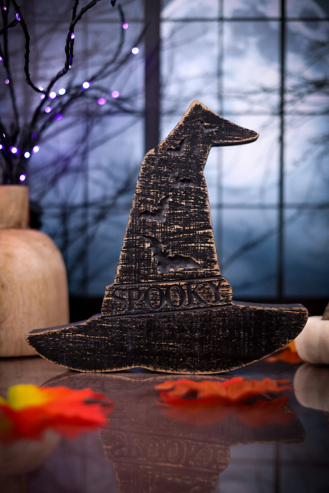 Spooky Wooden Witch Hat (2 Sizes) - Whiskey Skies - WT COLLECTION