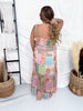Spring Boho Patchwork Maxi Dress with Smocked Bodice - Whiskey Skies - J.NNA