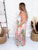Spring Boho Patchwork Maxi Dress with Smocked Bodice - Whiskey Skies - J.NNA
