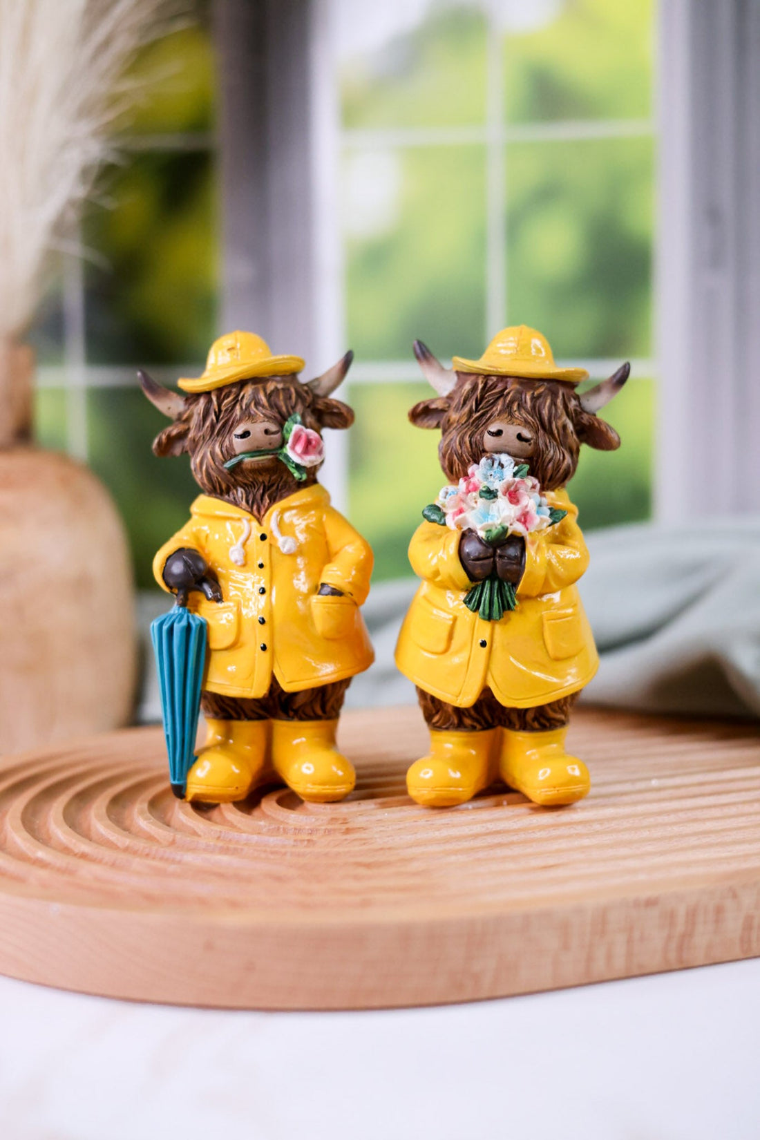 Spring Showers Resin Highland Cow Figurines (2 Styles) - Whiskey Skies - GERSON COMPANIES
