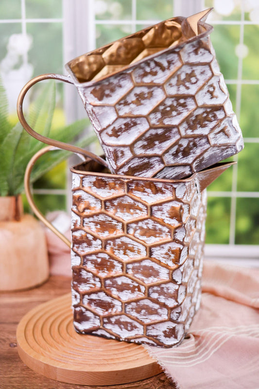 Square Metal Honeycomb Watering Can (2 Sizes) - Whiskey Skies - TRANSPAC
