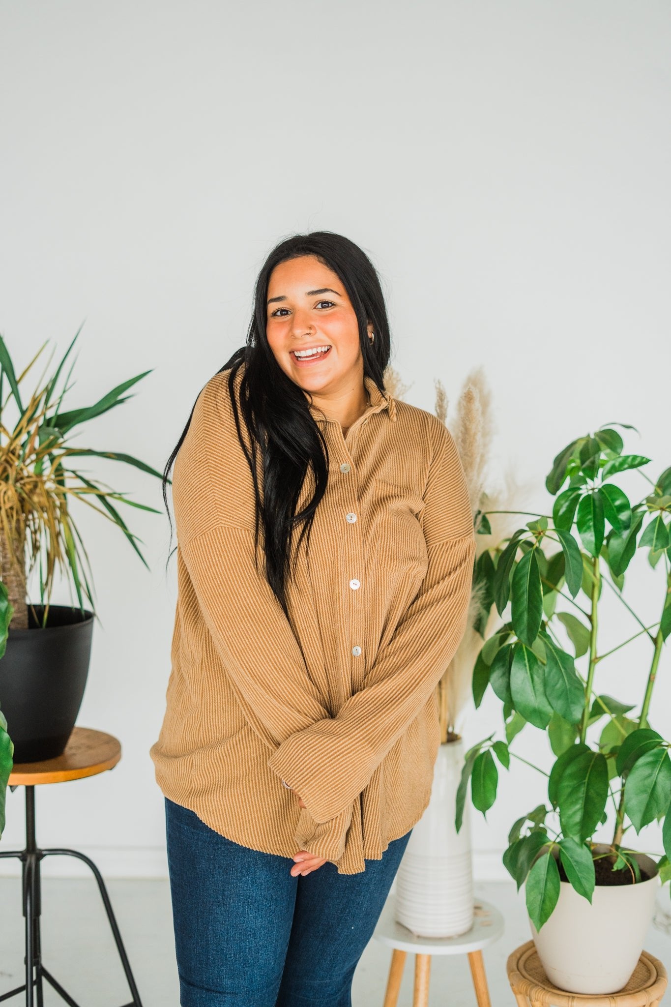 Squash Colored Long Sleeve Corded Button Down Shirt - Whiskey Skies - BLUMIN