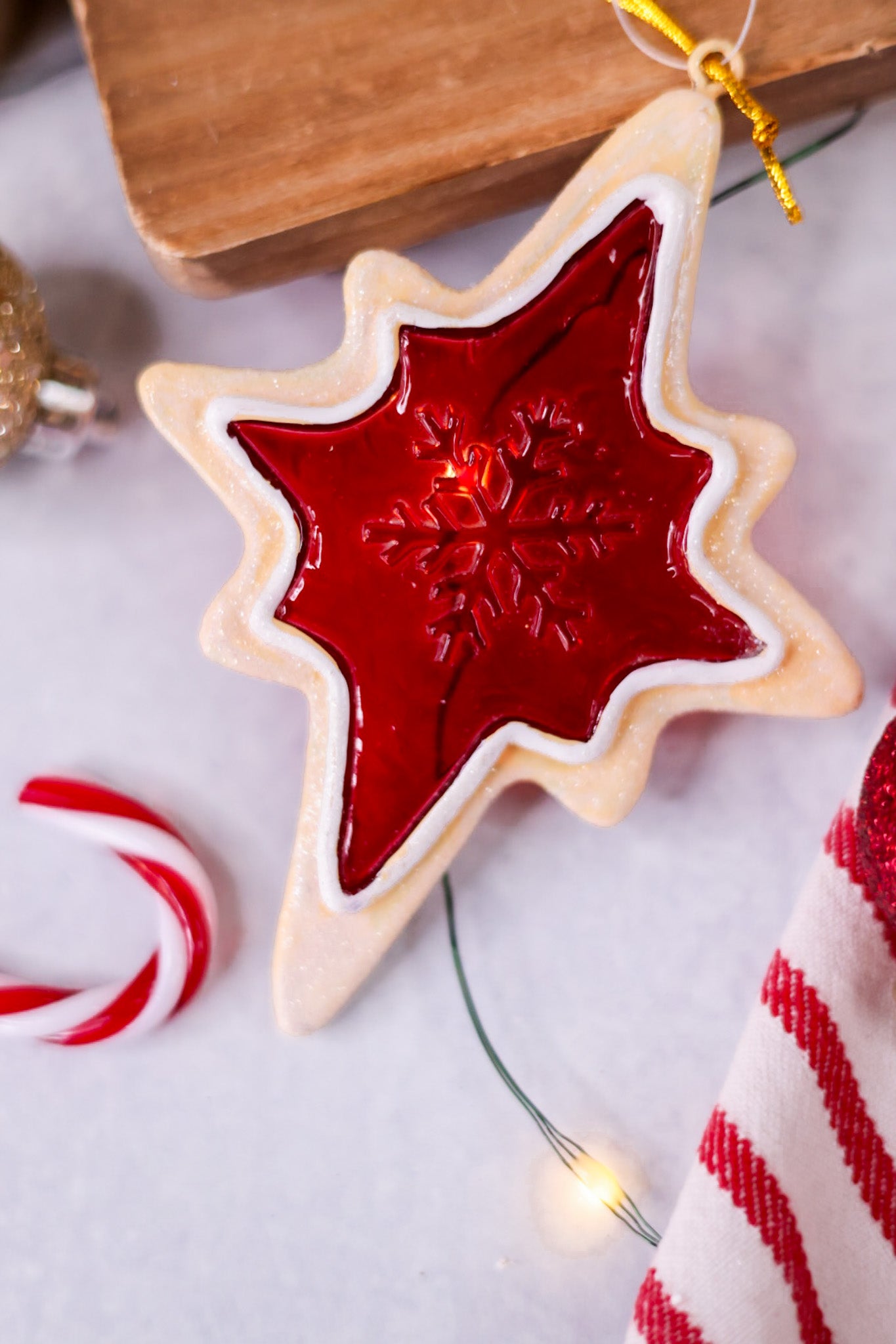 Stained Glass Snowflake Cookie Ornament (2 Colors) - Whiskey Skies - MELROSE INTL