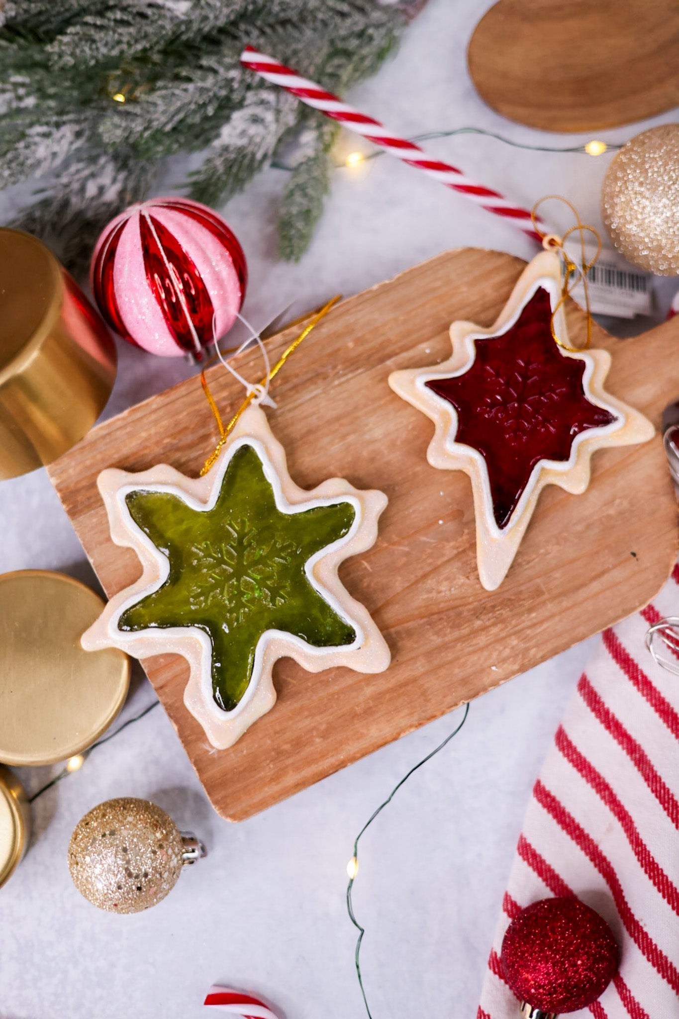 Stained Glass Snowflake Cookie Ornament (2 Colors) - Whiskey Skies - MELROSE INTL