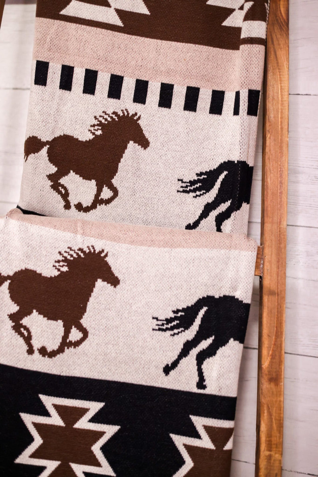 Stallion Print Throw Blanket - Whiskey Skies - MYRA BAGS