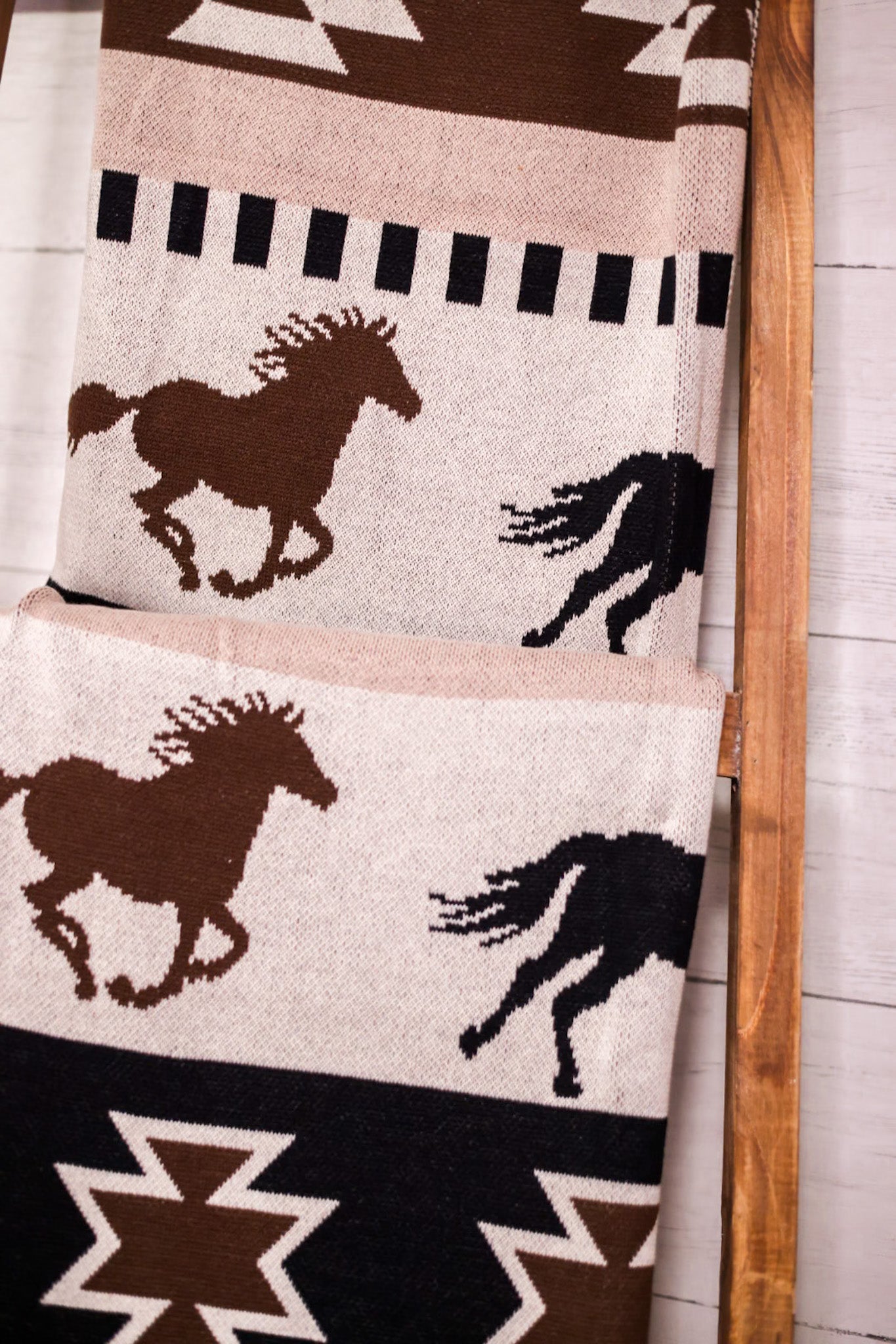 Stallion Print Throw Blanket - Whiskey Skies - MYRA BAGS