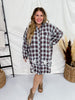 Star Patch Button Front Plaid Shirt Dress - Whiskey Skies - BLUEVELVET