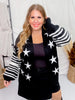 Star Print Long Sleeve Open Front Cardigan - Whiskey Skies - DAVI & DANI