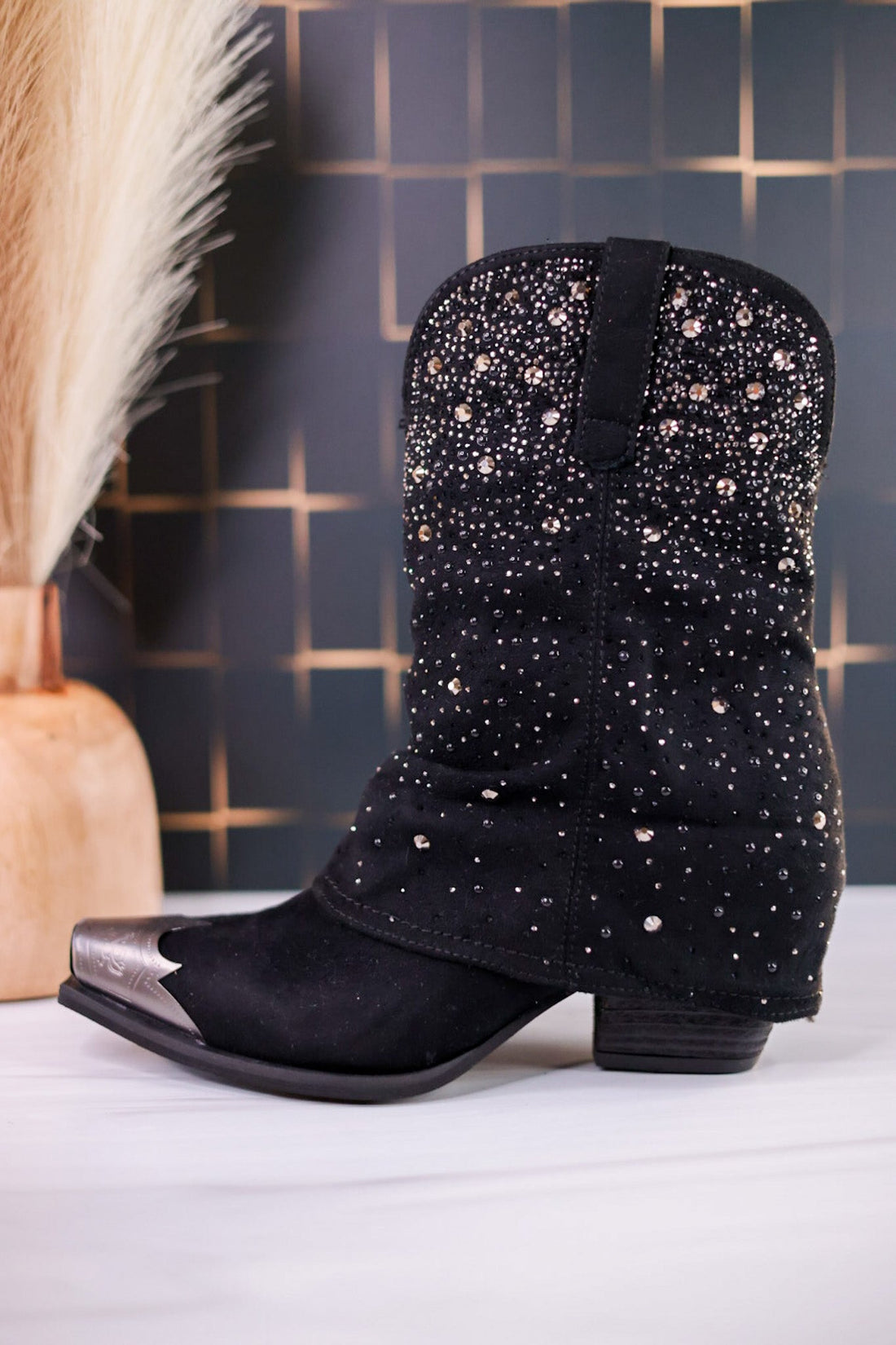 Stardust Rhinestone Studded Boots in Black - Whiskey Skies - VERY G