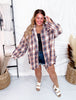 Starry Night Plaid Mineral Washed Button Down Shirt - Whiskey Skies - EASEL