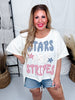 "Stars and Stripes" Patchwork Short Sleeve Shirt - Whiskey Skies - BIBI