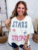"Stars and Stripes" Patchwork Short Sleeve Shirt - Whiskey Skies - BIBI